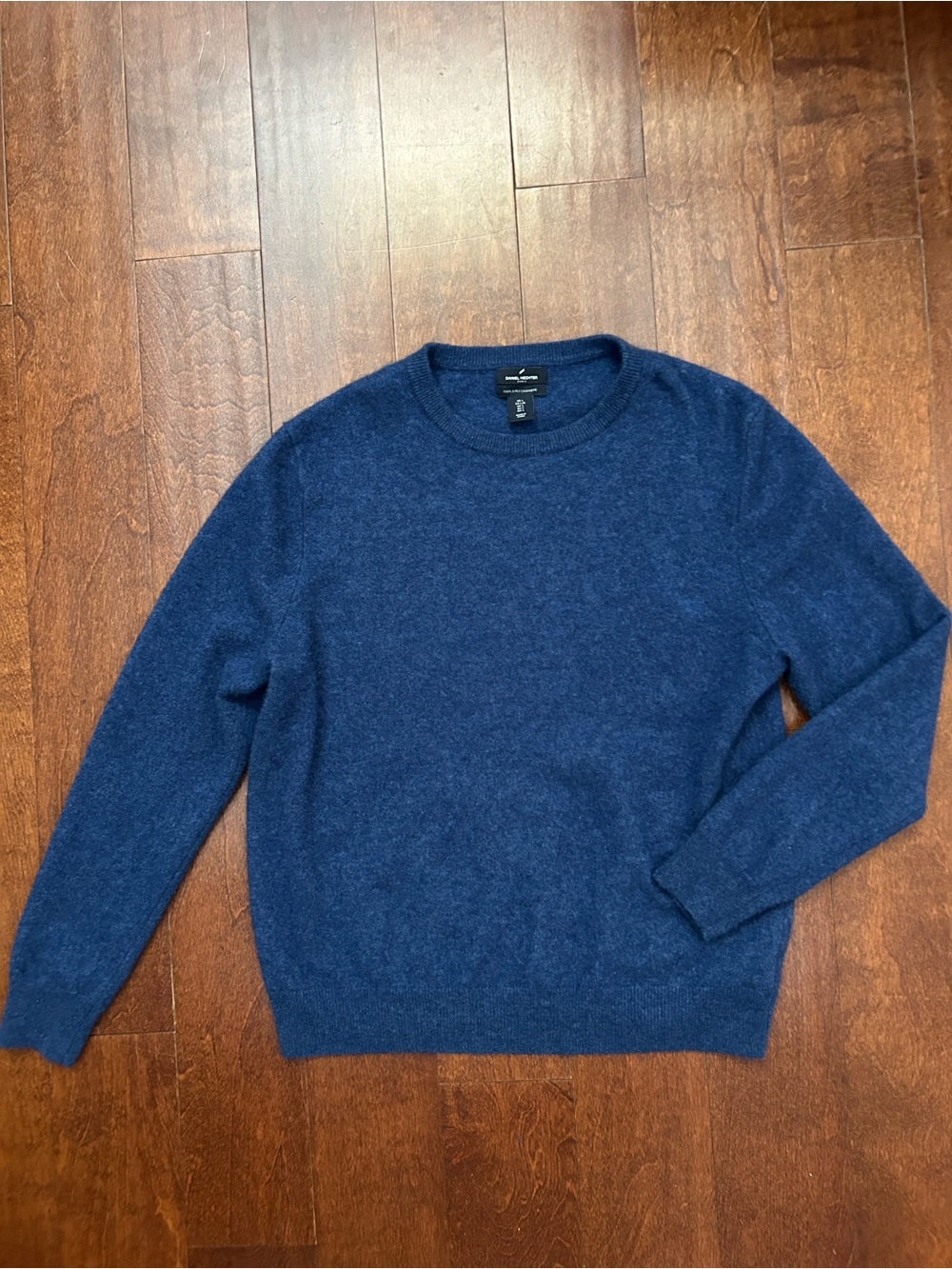 Daniel Hechter Paris Men's Blue Crewneck Sweater, 100% 2-Ply Cashmere, Size L
